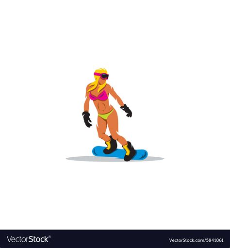 snowboarding sexy bikini girl sign royalty free vector image