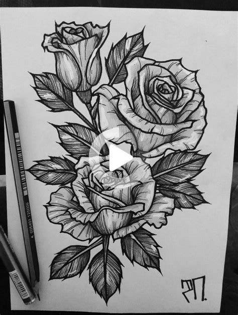Rose Tattoo On Sketch On Paper Graphics By Daniil Smoker Rose