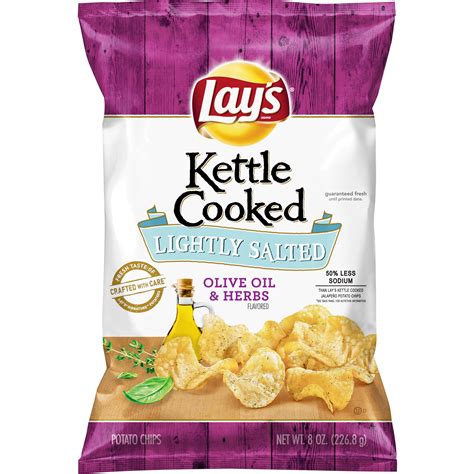 Lays Kettle Cooked Lightly Salted Olive Oil And Herbs Potato Chips 8 Oz