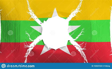 Myanmar flag with a hole stock illustration. Illustration of fabric ...