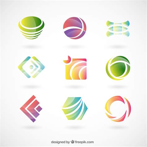 Logotipos De Colores En Estilo Abstracto Descargar Vectores Premium