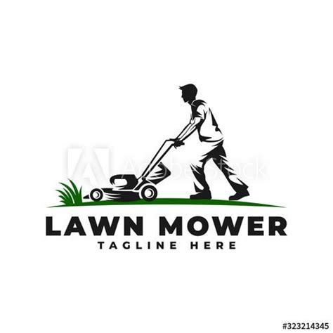 Lawn Mower With People Logo Vector Icon Illustration Buy This Stock