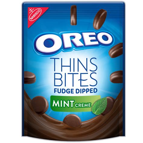 Nabisco Oreo Thins Bites Fudge Dipped Mint Creme Sandwich Cookies 6 Oz