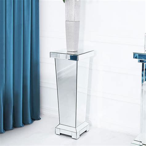 The tanner mirror pedestal accent table comes with beautifully mirrored door front, sides and top. Classic Mirror Medium Mirrored Display Pedestal Side Table ...