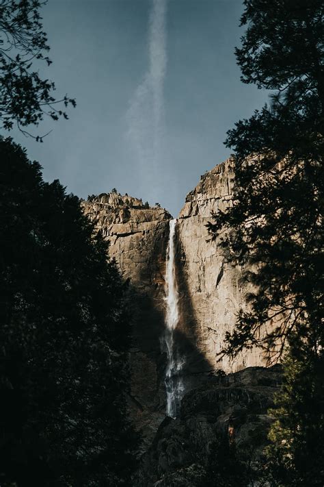 Hd Wallpaper Long Exposure Photography Of Waterfalls Gray Rock