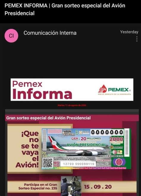 pemex vende cachitos para rifa del avión presidencial con trabajadores la silla rota