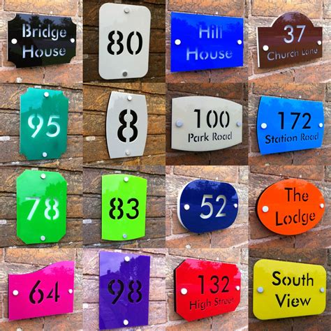 Personalised Modern House Sign Door Number Street Address Glass Effect