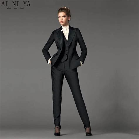 Jacketpantsvest Design Black Women Business Suits Blazer Female