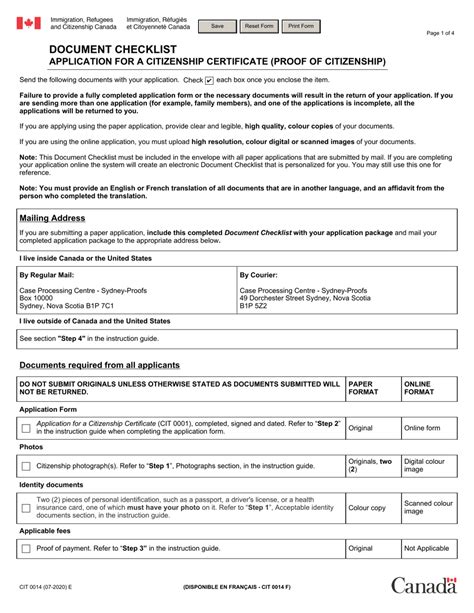 Form Cit0014 Download Fillable Pdf Or Fill Online Document Checklist