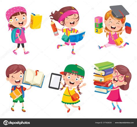 Happy Cute Cartoon School Children Stock Illustration By ©yusufdemirci