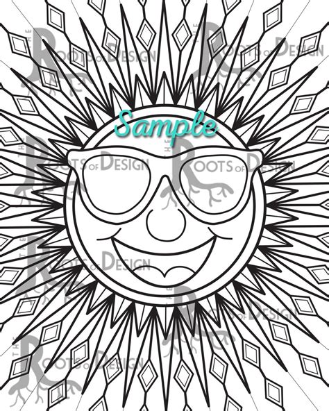 Instant Download Coloring Page Sun Mandala Art Coloring Print Etsy
