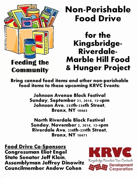 Canned Food Drive Flyer Luxury Krvc Announces Non Perishable Food Drive