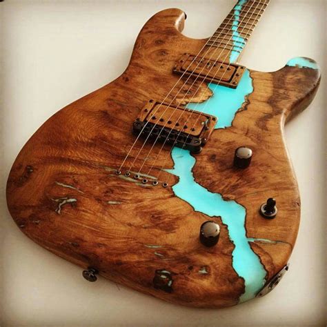 Filled With Resin Mixed With Flourecent Powdercustom Build Cool Guitar Music Guitar