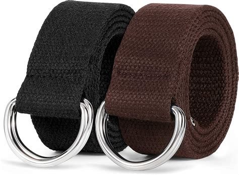 2 Pack Double D Ring Canvas Belt With Sliver Buckle—military Web Belts