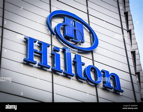 Hilton Hotel Logo On Exterior Of Canary Wharf Branch World Leading