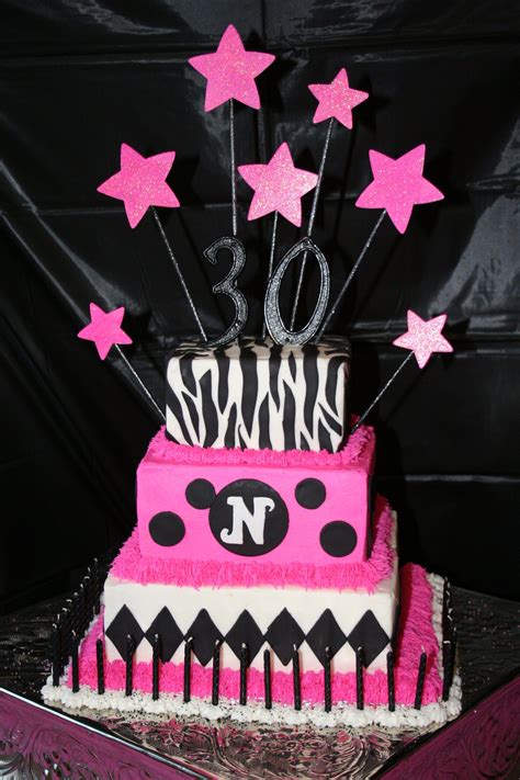 You can get colorful images of birthday cakes with candles here. Pink Black Stacked Cake | 30 birthday cake, 30th birthday ...