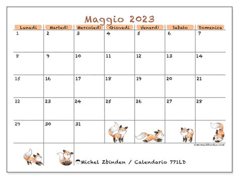 Calendario Maggio 2023 Da Stampare 53LD Michel Zbinden IT