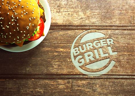 burger food logo mockup psd mockup  mockup