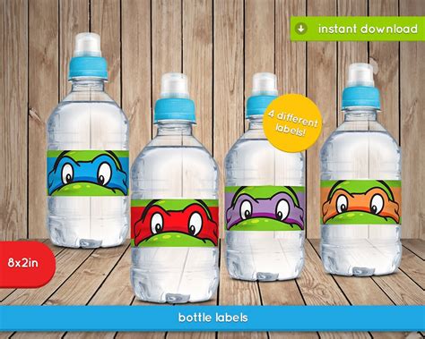 Tmnt Water Bottle Labels Teenage Mutant Ninja Turtles