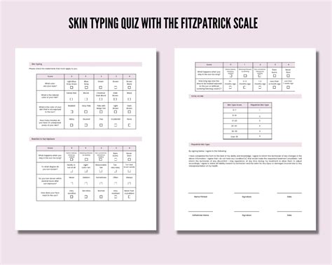 Editable Fitzpatrick Skin Type Form Client Intake Form Fitzpatrick