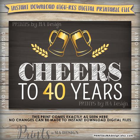 Cheers To 40 Years Birthday Party Decor 40th Birthday Party Etsy