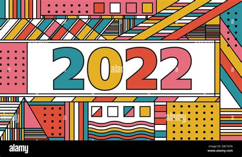The Year 2022 Written In Abstract Patterns And Colors Illustration