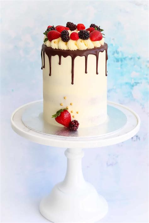 semi naked cake with chocolate drip · bumble and goose