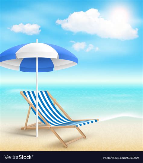 Beach With Sun Umbrella Chair Royalty Free Vector Image