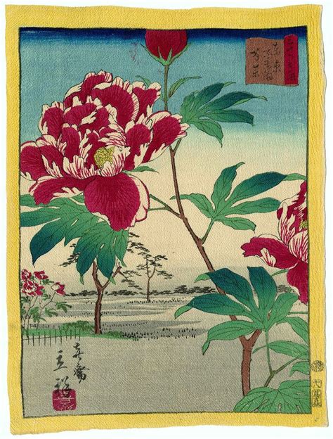 Utagawa Hiroshige Ii Peonies At Hundred Flower Garden In Tokyo Tôkyô