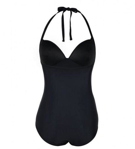 Womens One Piece Swimsuit Ruched Halter Bathing Suit