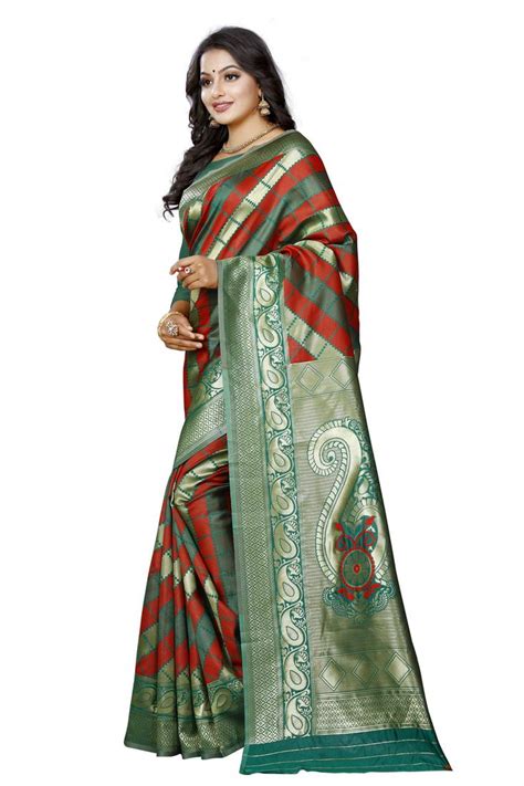 Multicolor Woven Pure Kanjivaram Silk Saree With Blouse Manvaa 3074896