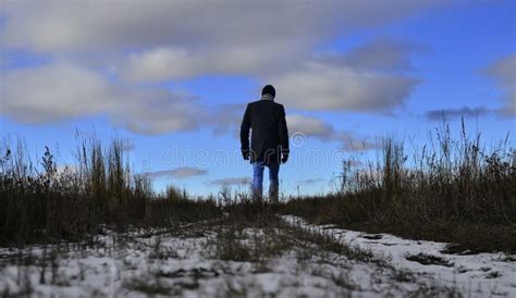 Mysterious Silhouette Outgoing Far Away Stock Photo Image Of Back