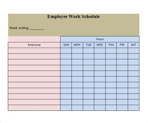 Work Schedule Template Haclink