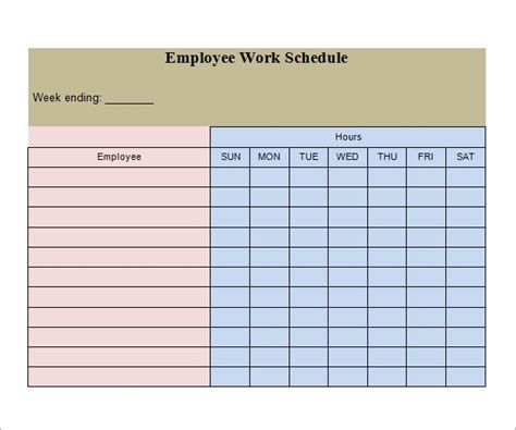 Free printable employee schedule pdf download! Work Schedule Template - 15+ Download Free Documents in ...