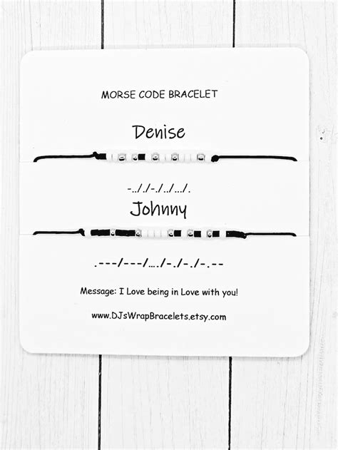 couples matching morse code bracelet set custom name t etsy