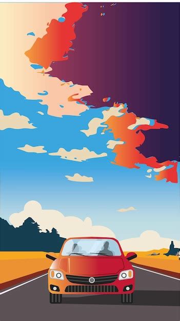 Premium Vector Road Trip Vacation By Car On Highway Concept Cartoon