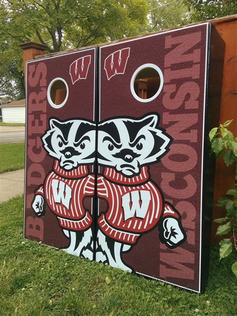 Wisconsin Badgers Bucky The Badger Themed Cornhole Set Personalized