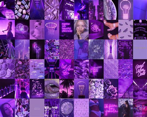 Photo Wall Collage Kit Boujee Purple Baddie Aesthetic Set Etsy In