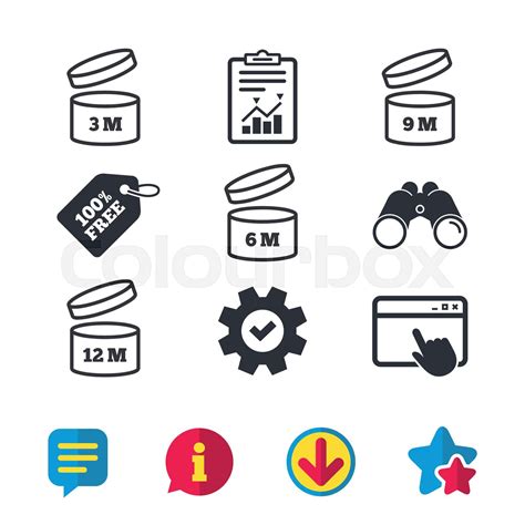 After Opening Use Icons Expiration Date Product Stock Vector