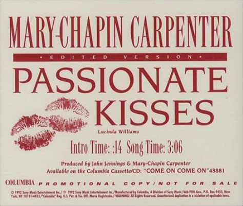 Mary Chapin Carpenter Passionate Kisses Usa Promo 5 Cd Single Csk
