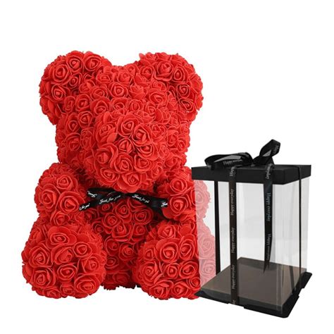 Rose Bear Teddy Bear With Ribbon Forever Artificial Rose Anniversary