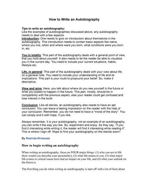 Download Autobiography Template 17 Autobiography Template Writing A Biography Autobiography