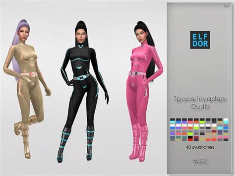 Space Invaders Outfits Elfdor Sims 4 Clothing Sims 4 Sims 4 Dresses