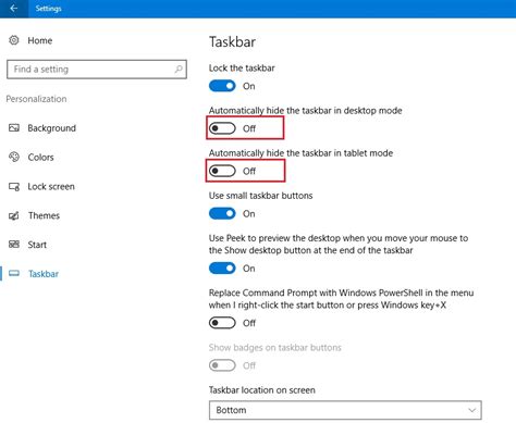 Hide Taskbar Automatically Desktop And Tablet Mode In Windows 10