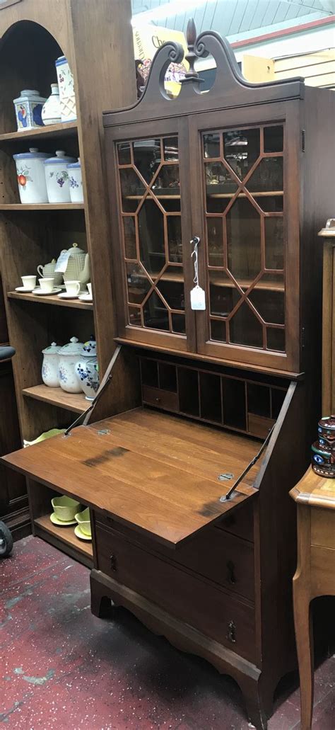2 in 1 computer desk with hutch & bookshelf, 47 inches home office study writing desk with space saving design,spacious desktop,arc table corner,easy assembly (47.24 in×23.62 in×. Vintage Secretary Desk With Hutch For Sale : Antique ...