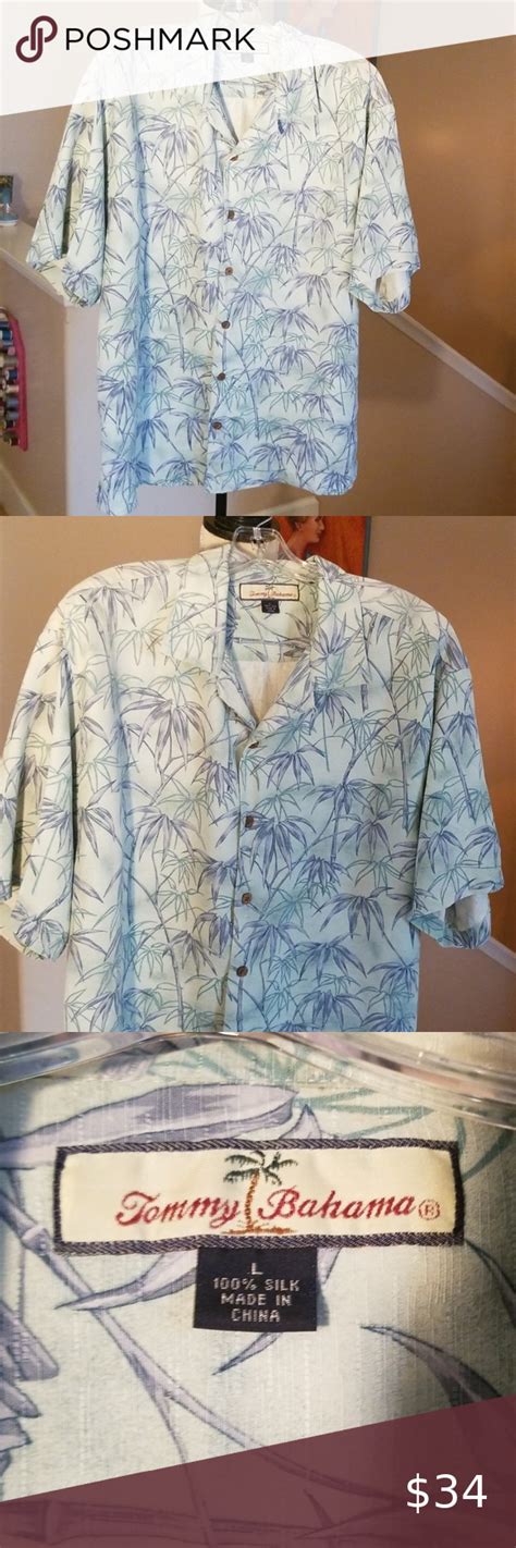 Tommy Bahama Hawaiian Button Up Palm Trees Shirt L Clothes Design
