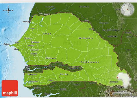 Physical 3d Map Of Senegal Darken Land Only
