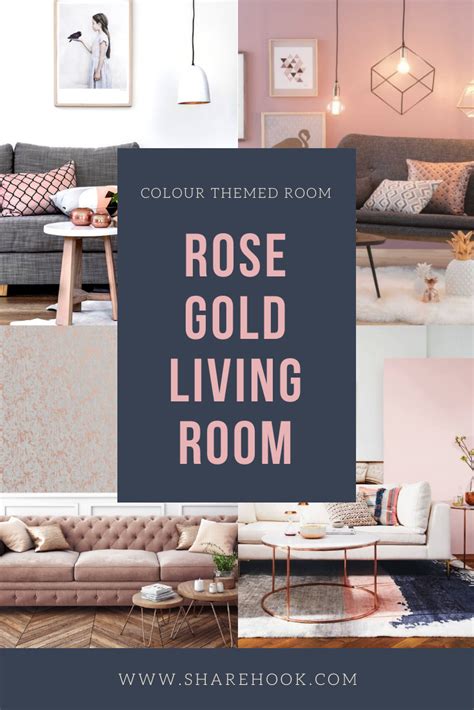 Colour Themed Room Rose Gold Living Room In 2020 Gold
