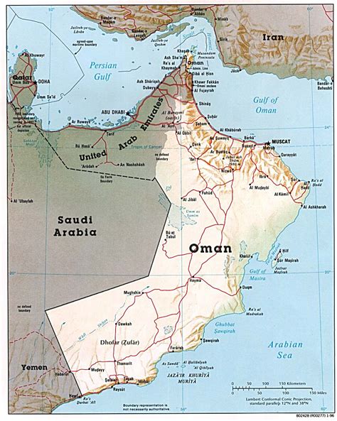 Detailed relief and political map of Oman. Oman detailed ...