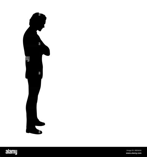Silhouette Of Man Standing Pensive Illustration Graphics Icon Stock